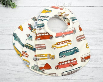 Organic bibs, 100% organic baby bib, planes, buses, cars, vehicles, aircraft, travel, feeding time, drool bib, feeding, Fits 3 mth to 2 +yrs