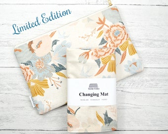 Floral diaper clutch and mat, baby gift set, baby changing mat, travel change pad, Waterproof change mat, changing mat, floral changing pad