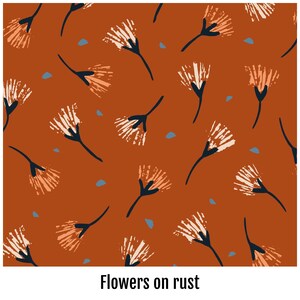 Floral Wet Bag: Waterproof Cloth Diaper & Swim Bag Flowers on rust