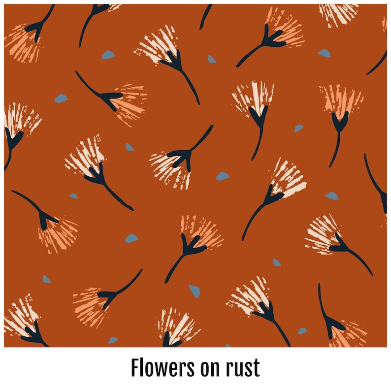 Floral Wet Bag: Waterproof Cloth Diaper & Swim Bag Flowers on rust