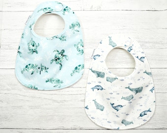 Baby bib, sea turtle bib, whale bib, nautical baby shower gift, gender neutral baby, nautical bib, Feeding bib, drool bib, girl bib, boy bib