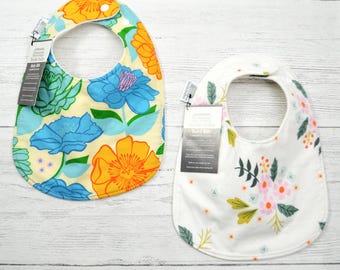 Floral baby bibs, fit 3 month to 2 years