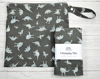 Dinosaur Wet bag, cloth diaper bag, waterproof bag, Toiletry bag, wash bag, zippered pouch, shoe bag, travel bag, gym bag, reusable bag