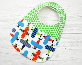Cotton Baby Bib, Helicopter Print, Absorbent Drool Bib