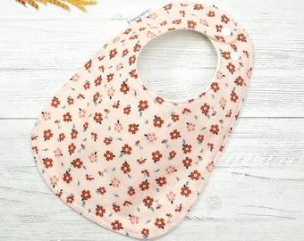 Boho Floral Baby Bib: Handmade Organic Cotton Fleece Feeding Bib