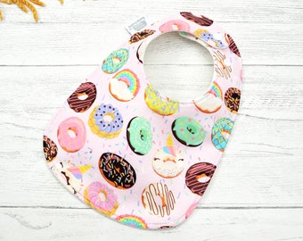 Donut baby bib, food lover, dessert bib, donut bib, newborn baby gift, baby shower gift, gift under 20, feeding bib, thick absorbent bib