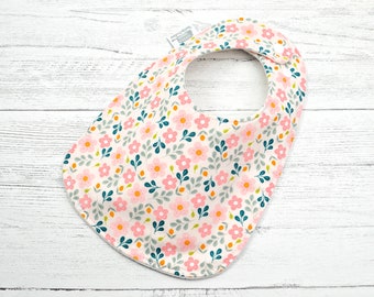 Baby Bibs, Flower Bibs, floral bibs, modern flowers, absorbent bibs, bibs for girls, spring bib, garden party bib, cotton bib, gift under 30