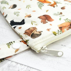 Wet bag, cloth diaper bag, large waterproof bag, Toiletry bag, wash bag, zippered pouch, shoe bag, travel bag, gym bag, woodland animals image 3