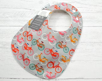 Baby Bibs, Baby, bikes, bicycles, cyclist gift, cycling gift, multi colored bikes, organic cotton, triple layered, fit 3 mnths to 2 yrs plus