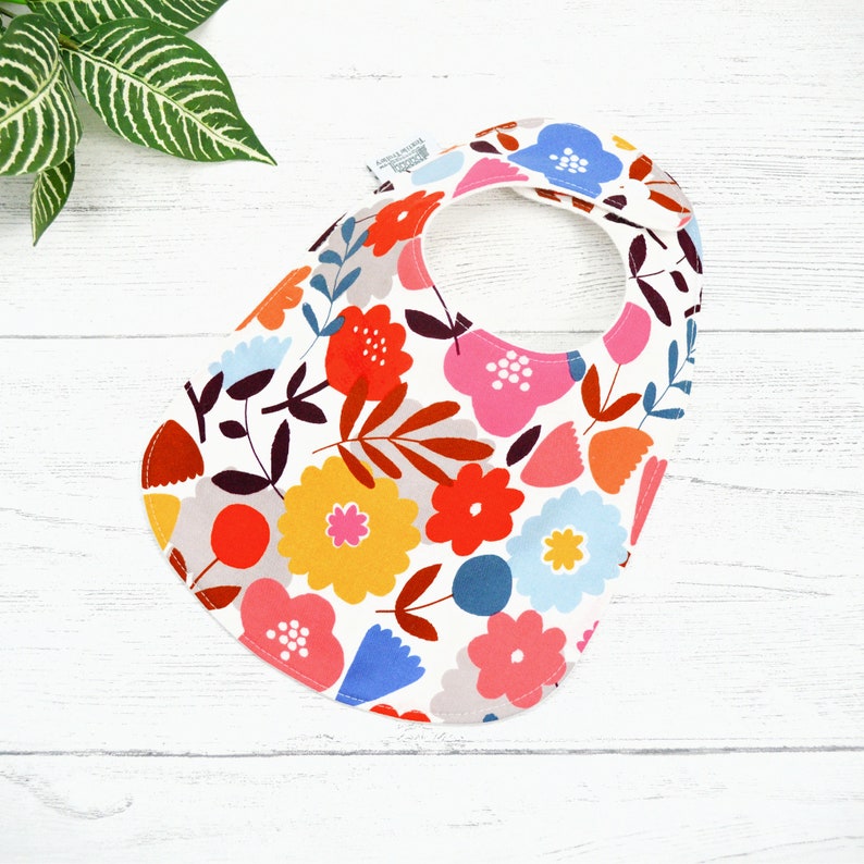 Flower Bib Bib Girl retro Baby Bibs modern flowers black bib Floral triple layered 100/% cotton black and gold bib 3 mths to 2+yrs