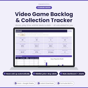 Spårning av eftersläpning i videospel | Speltid, önskelista, statistiköversikt (Excel/Google Sheets)