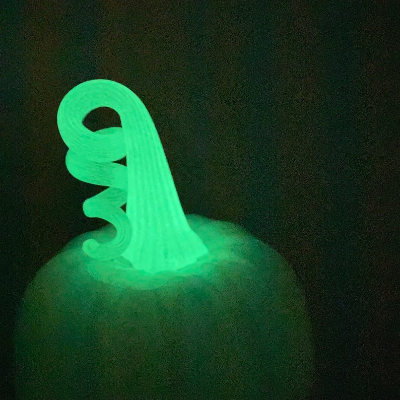 Ghost Pumpkin, White Blown Glass Gourd, Stem Glows in the Dark, Perfect Halloween decoration image 9