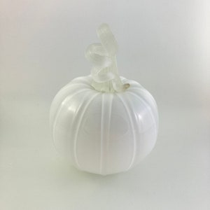 Ghost Pumpkin, White Blown Glass Gourd, Stem Glows in the Dark, Perfect Halloween decoration image 6