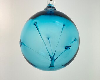 Witch Ball Ocean Blue Blown Glass Ornament