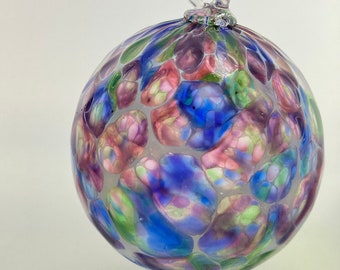 Blown Glass Ornament Multi colored gem