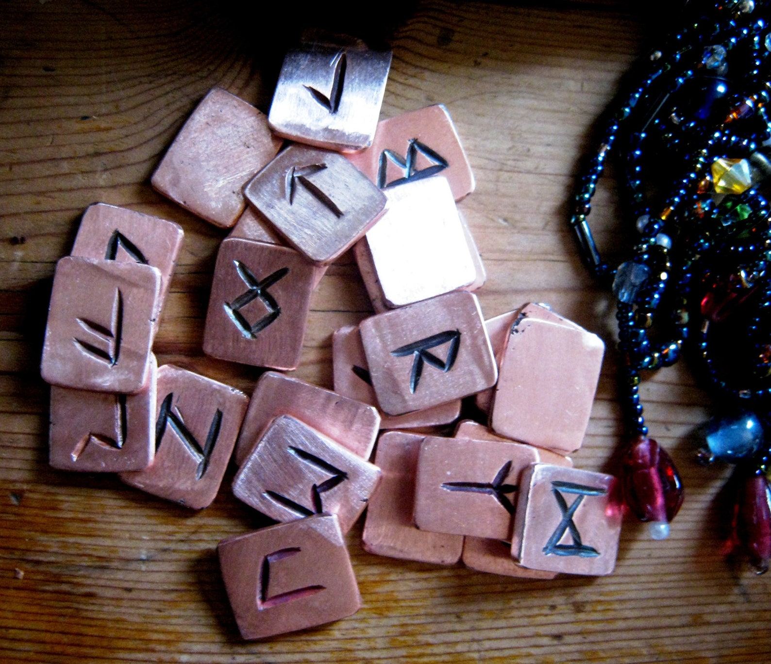 Rune Set. Metal runes. Solid copper runes with black symbols Etsy