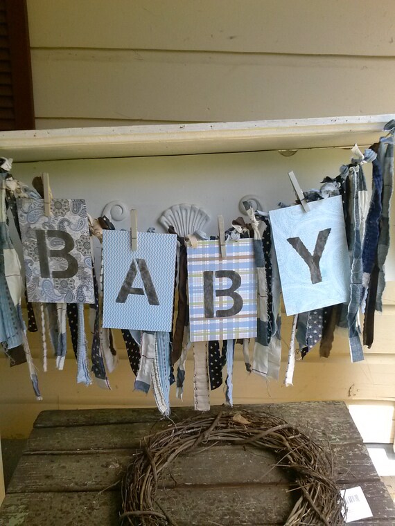 Items similar to Fabric garland, baby shower banner, rag garland, shabby chic garland on Etsy