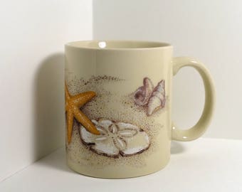Vintage Otagiri Mercantile Company OMC Seashell Coffee Mug - Made in Japan - Sand Dollar Starfish