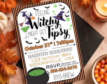 Einladung zur Hexen-Halloween-Party | Bearbeitbare Canva-Vorlage | Einladung zur Cocktailparty | Hexen-Mädelsabend