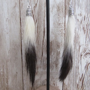 Pendientes de cola de armiño, cola de comadreja, colgantes de hueso de piel de animal, joyería bohemia