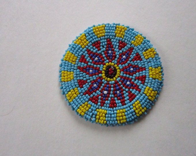 4 - 3\" BEADED ROSETTES NATIVE CRAFT Leather Bag Purse Tribal Costume L9...
