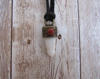 Alligatortand Alligatorhänge Djurben Läderhalsband Smycken Statement Halsband N6228
