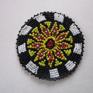 Beaded  Rosette Medallion Tribal Regalia Bead Work Leather Craft Sewing Regalia 10E