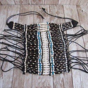 Turquoise en bruine borstplaatchoker van buffelbeen Geronimo Regalia Pow Wow Native Inspired