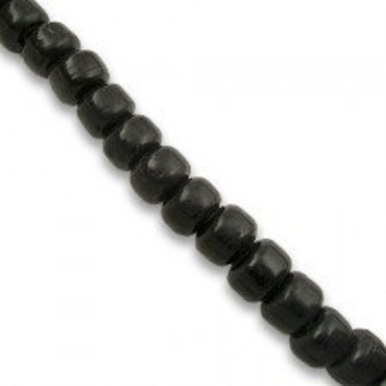 Glass Crow Pony Beads 9 x 6mm BLACK 100 per strand JewelryCraft Projects