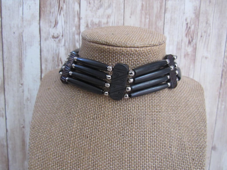 Black Choker Buffalo Bone Geronimo Regalia Pow Wow Indian Plain image 2