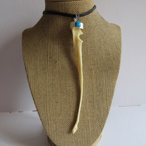Red Fox Leg bone Pendant Leather Necklace Statement Animal Bone Jewelry N4432 (Vulpes vulpes fulva)