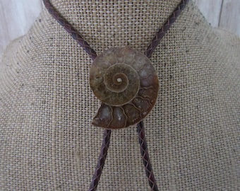 Ammonite Fossil Bolo Tie Western tie stone bolo tie wedding southwest Necktie Jewelry