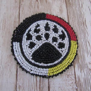 3インチガラスビーズロゼットベアパウメディシンホイール4方向トライバルレガリアビーズワーククラフト15D