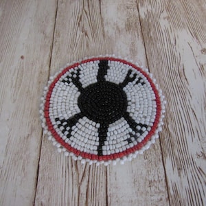 Glass Beaded 1.5" Turtle Rosette Medallion Tribal Regalia Beadwork Craft 7A