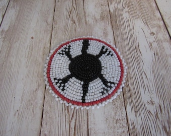 Glass Beaded 1.5" Turtle Rosette Medallion Tribal Regalia Beadwork Craft 7A