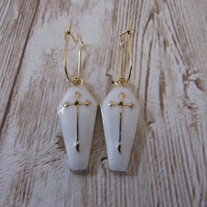White Coffin Earrings Vampire Coffin Dangle Earrings Halloween Jewelry