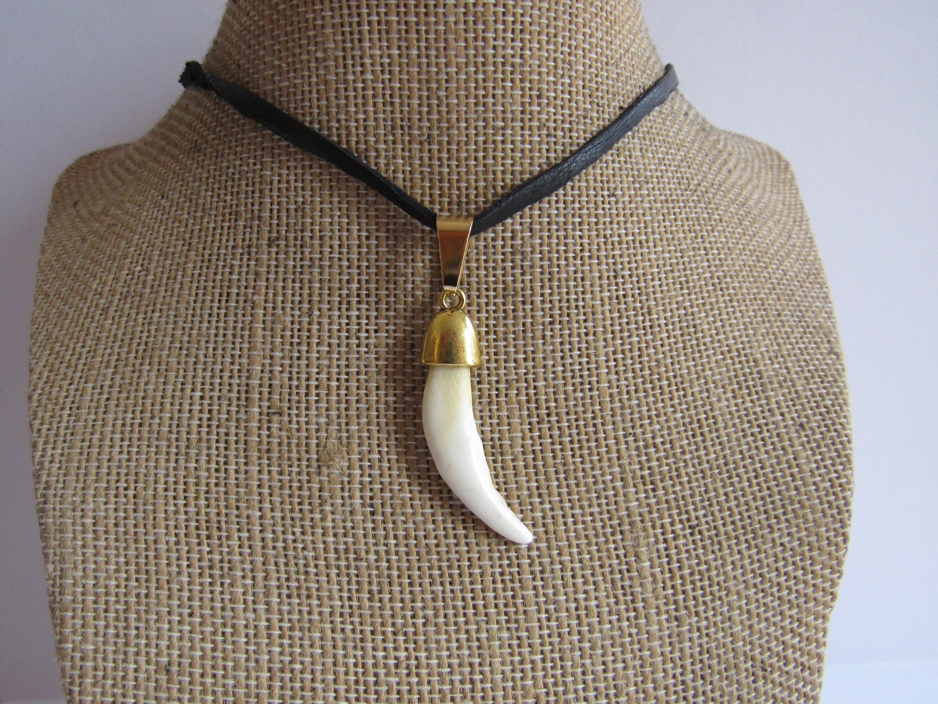 Buffalo Tooth Pendant Animal Tooth Necklace Tribal Spirit