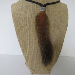 Squirrel Tail Pendant Animal Tail Necklace  Fur Jewelry  Statement