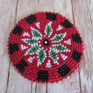 Beaded Rosette Medallion Tribal Regalia Beadwork Craft Sewing Leather Patch 10D