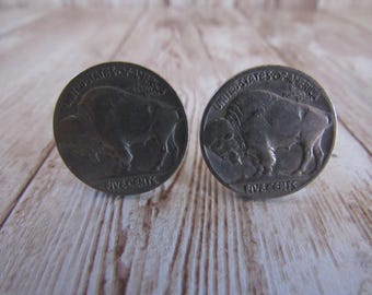Real Buffalo Nickel Cufflinks Polished Vintage Coin Jewelry CL4