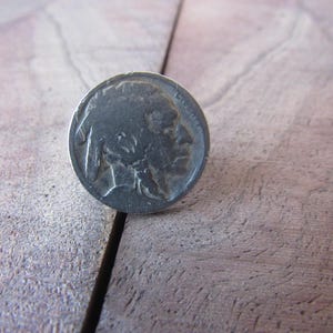 Real Indian Head Nickel Tie Tack Brooch Vintage Coin Jewelry T9