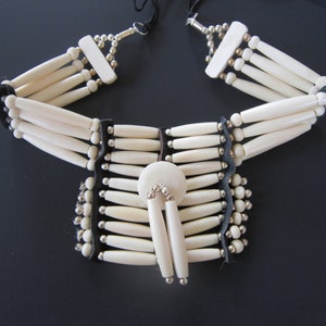 Buffalo Bone Breastplate Choker Buffalo Bone Regalia Choker Indian Hairpipe Choker Native Necklace White