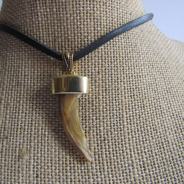 Badger Claw Pendant Necklace Spirit Animal Bone Jewelry Boho N4405