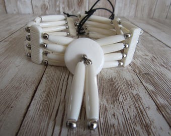 White Choker Buffalo Bone Geronimo Regalia Pow Wow Indian
