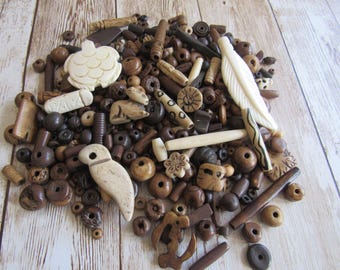 Buffalo Bone Beads Pendants 1/2 LB Assortment mixed lot Jewelry Beads Tribal Crafts Craft Supplies Bone Beads