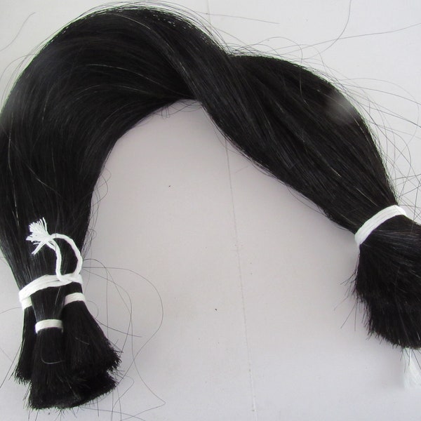 1/8 Pound  X-Long Horsehair Bundle Quality Natural Horse hair Crafts Pow Wow Regalia Black/White