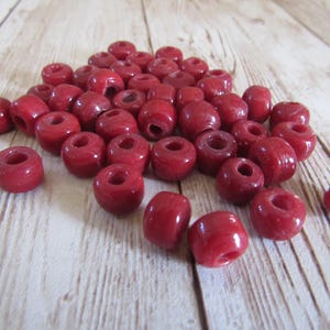 Glass Crow Dark Red Beads 9 x 6mm 100 Pony Tribal Jewelry/Craft Projects