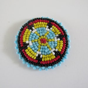 1.5&quot; Glass Beaded Rosette Medallion Tribal Regalia Beadwork Craft 1AS