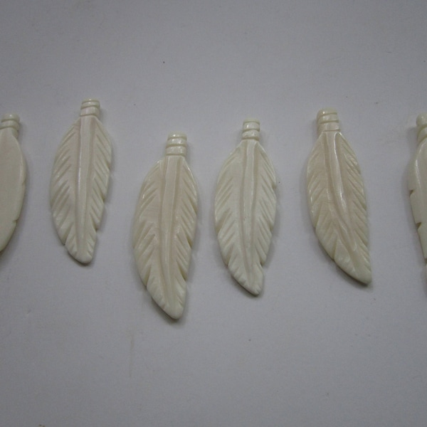 Pendentifs plumes Os de buffle 2 3/4 pendentifs breloques perles Bijoux animaux 908