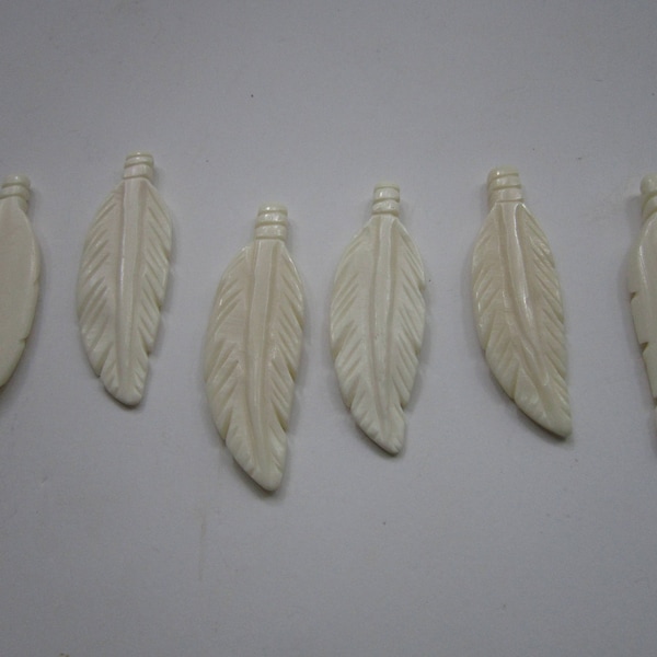 Feather Pendants Buffalo Bone 2 3/4 Pendants Charms Beads Animal Jewelry 908